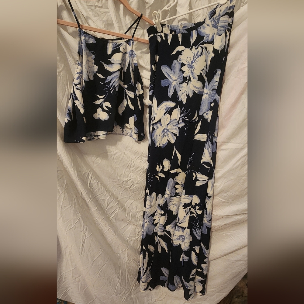 Blue & White floral 2 piece dress